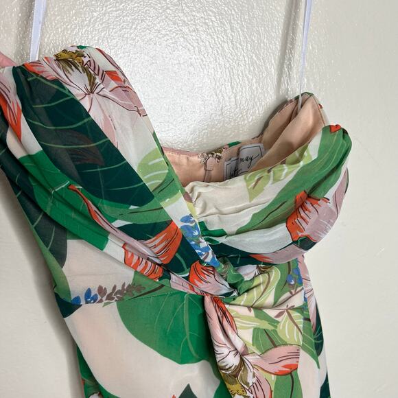 Katie May Come On Home Dress XS Tropical Strapless Floral High Slit Midi Resort - Picture 6 of 13